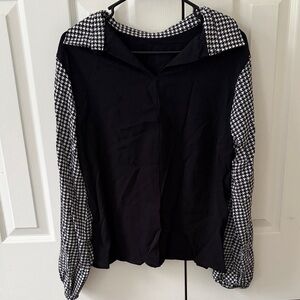 SHEIN Black and White Houndstooth Blouse